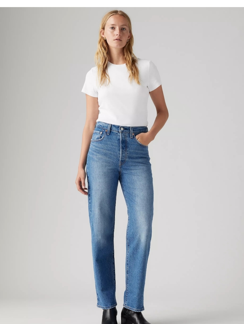 Levi's Ribcage Straight Ankle Jeans Dance Around 27x27